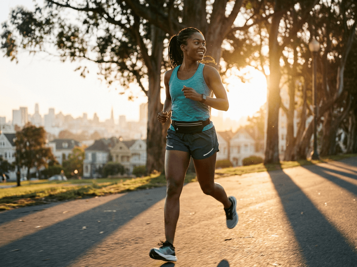 Active, energetic young person feeling great in the morning — ready for the day